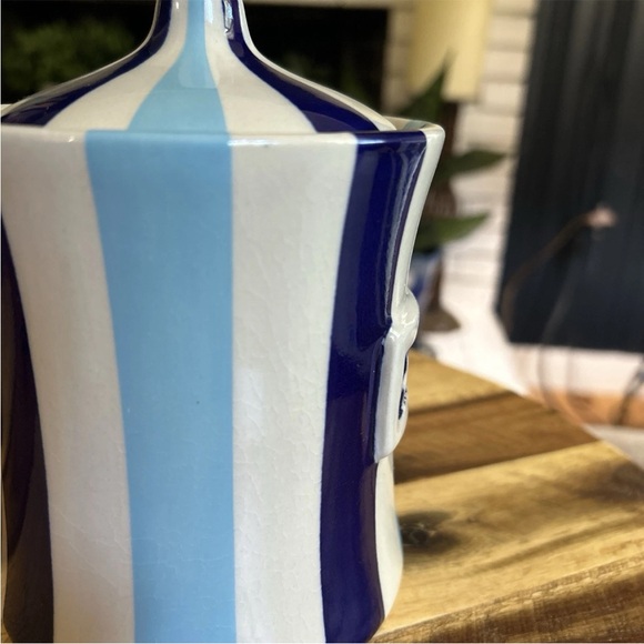 Rare Jonathan Adler PROZAC Vice Canister Striped Blue Jar Pot Porter - Picture 8 of 12